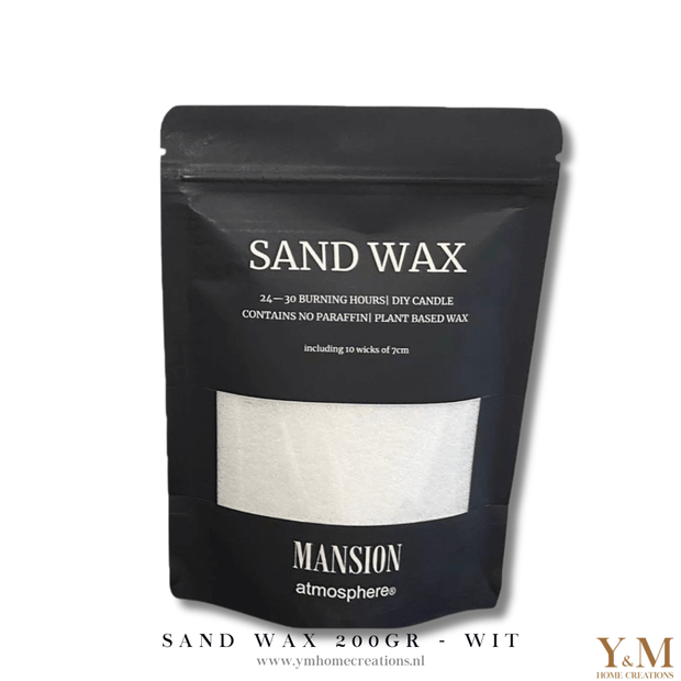 SAND WAX Wit 200gr. De Nieuwste Trend! Maak unieke Kaarsen. Hoogwaardige parelvormige was van Mansion. Shop bij Y&M Home Creations