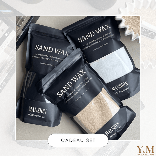 Sand Wax - Kaarsen zand - Cadeau Set met Keramieken Wave Schaal - Shop deze met GRATIS EXTRA LONTEN bij Y&M Home Creations