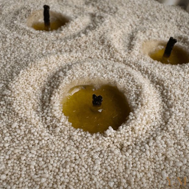 Sand Wax - Kaarsen zand - Cadeau Set met Keramieken Wave Schaal - Shop deze met GRATIS EXTRA LONTEN bij Y&M Home Creations