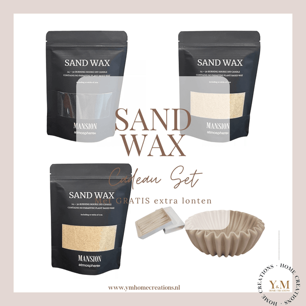 Sand Wax - Kaarsen zand - Cadeau Set met Keramieken Wave Schaal - Shop deze met GRATIS EXTRA LONTEN bij Y&M Home Creations