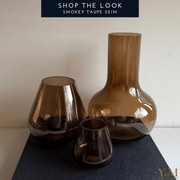 Shop The Look Smokey Taupe Rookglas Set SEIM - Rookglas taupe SEIM -Vaas – Tasman Windlicht XS & Tasman S. Deze gave Set wil je gewoon in huis hebben. Rookglas, Smokeyglas, Taupe