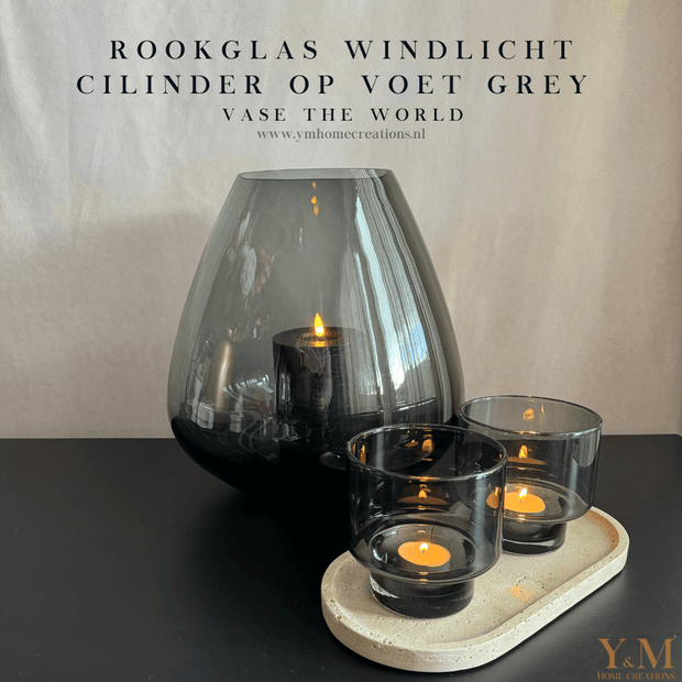 Hewory Windlicht glas zwart decoratie Hewory Windlicht glas zwart decoratie
