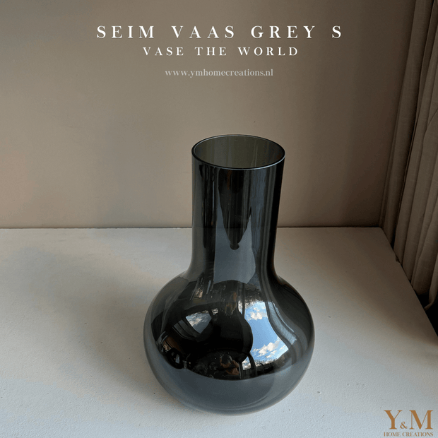 Y&M Home Creations Smokey Grey  Rookglas (fles pompoen) Vaas Seim - Grey Rookglas - Koop direct jouw favoriete rookglas - Eric Kuster Stijl en je bent verzekerd van een vaas die overal zal schitteren!