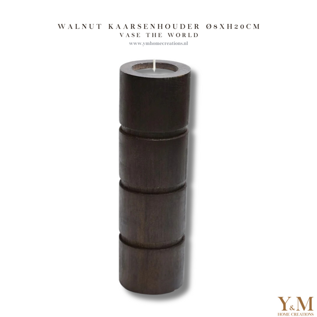 Prachtige Luxe Design Kaarshouder Walnut Broomfield Bruin - duurzaam hout waxine kaarshouder Brown van Vase The World, met een modern strak uiterlijk. Shop bij Y&M