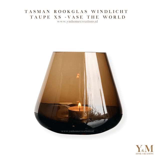 Tasman Taupe XS | PEAR Taupe Rookglas XS - Koop het bij Y&M Home Creations – Eric Kuster – Hotel Chique stijl – Trendy – Smokey glas - Vase The World 