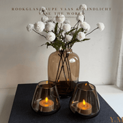 Vase The World Vaase Artic Taupe Rookglas XS & Tasman Windlicht Taupe XS - Koop het bij Y&M Home Creations 