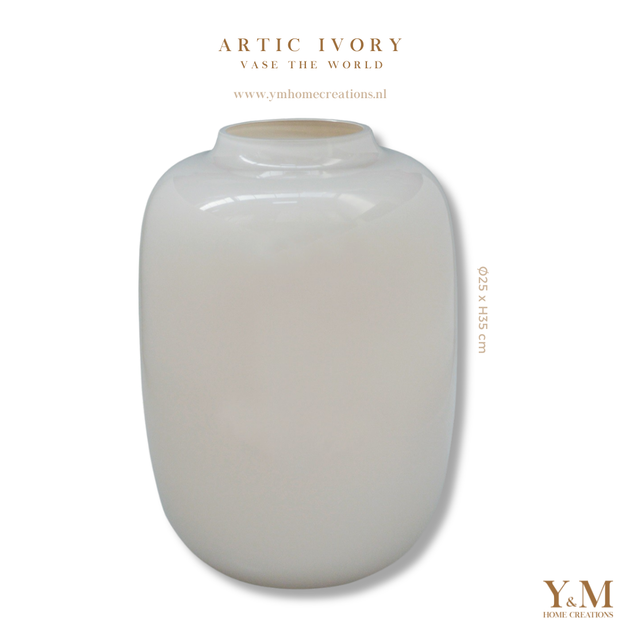 VTW Vaas Artic Ivory M - Ø25 x H35cm - Vase The World - Shop bij Y&M Home Creations jouw unieke vaas.