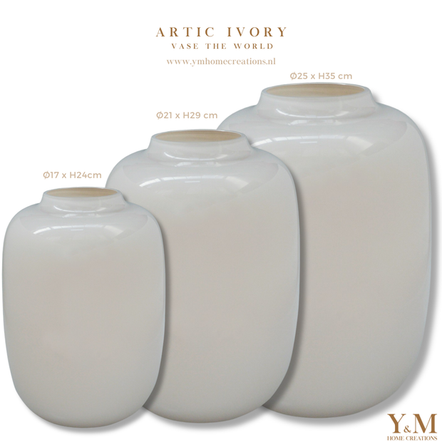 VTW Vaas Artic Ivory XS | S | M -Ø17 x H24cm  | Ø21 x H29cm |  Ø25 x H35cm - Vase The World - Shop bij Y&M Home Creations jouw unieke vaas.