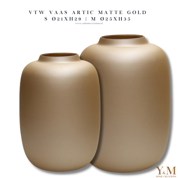 Artic Matte Gold S 21x29cm | M 25x35cm - Vase The World - Shop bij Y&M Home Creations jouw unieke Gouden Vaas.