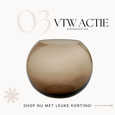 VTW Rookglas Taupe Zambezi Vaas | Windlicht- Shop jouw VTW Collectie bij Y&M Home Creations .  Deze VTW gave collectie wil je gewoon in huis hebben. Rookglas, Smokeyglas, Taupe, Cognac 