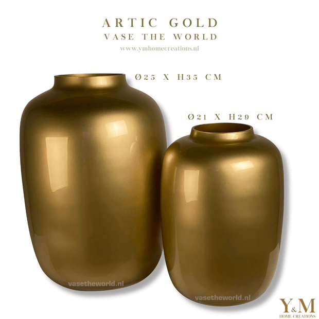 Artic Gold M 25x35cm - Vase The World - Shop bij Y&M  Deze unieke Gouden Kleur Vaas van het unieke merk Vase The World  is een mooi, luxe & exclusief item in elk interieur.