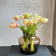 Coral Taupe Vaas - Design Vaas - Rookglas  - Koop het bij Y&M Home Creations – Eric Kuster – Hotel Chique stijl – Trendy – Smokey glas - Vase The World 