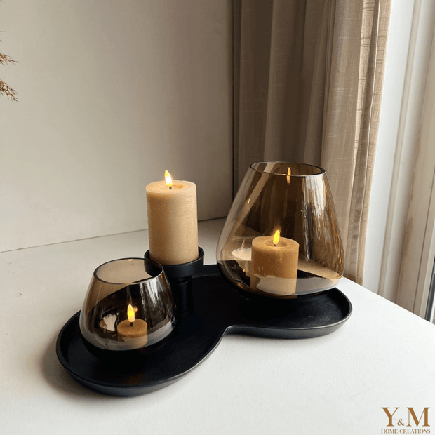 Tasman Windlicht Taupe Rookglas S - Koop het bij Y&M Home Creations – Eric Kuster – Hotel Chique stijl – Trendy – Smokey glas - Vase The World - Pear