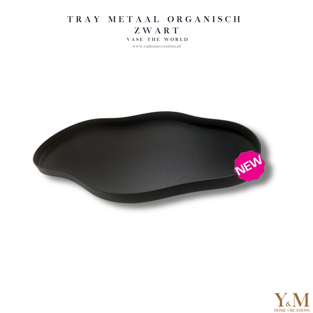 Vase The World Metalen Organische Tray Big 'Ovaal' “Met dit exclusief zwart dienblad heb je een echte eyecatcher in huis!” Shop bij Y&M Home Creations