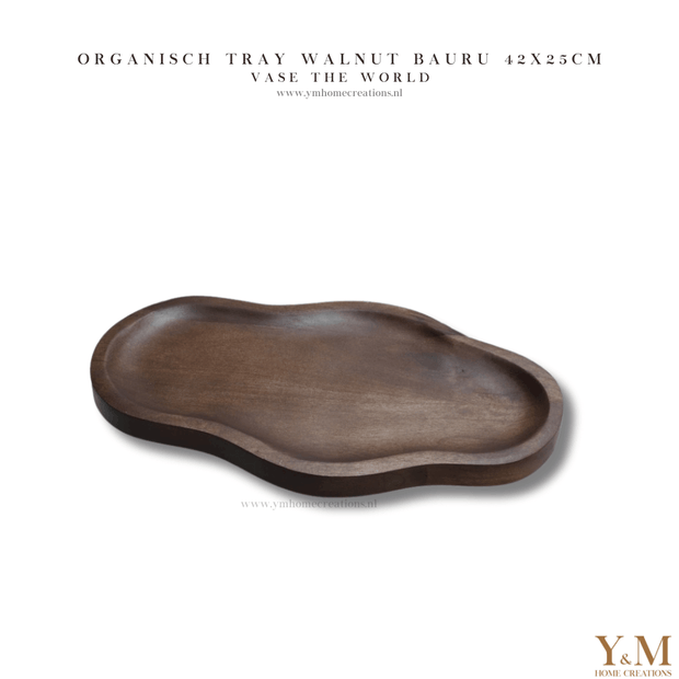 Luxe Design Organische Tray Walnoothout Bauru - Ovaal - duurzaam hout dienblad Brown van Vase The World, met een modern strak uiterlijk. Shop bij Y&M