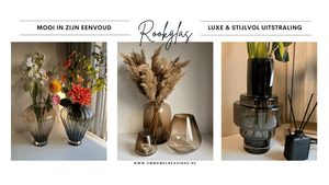 Rookglas - Shop jouw trendy, luxe, stijlvolle Rookglas / Smokeyglas woonaccessoires zoals vazen, windlichten (o.a. Tasman) bij Y&M Home Creations 