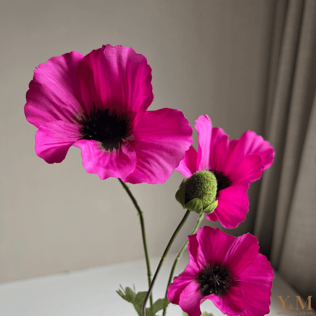 Klaproos Donker Roze | Fuchsia - Hoog kwaliteit Zijdenbloemen, Silk Flowers, Kunstbloemen. Zijn niet meer weg te denken in je interieur 