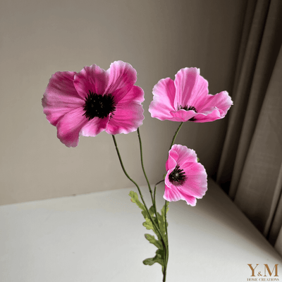 Klaproos Roze - Hoog kwaliteit Zijdenbloemen, Silk Flowers, Kunstbloemen. Zijn niet meer weg te denken in je interieur 