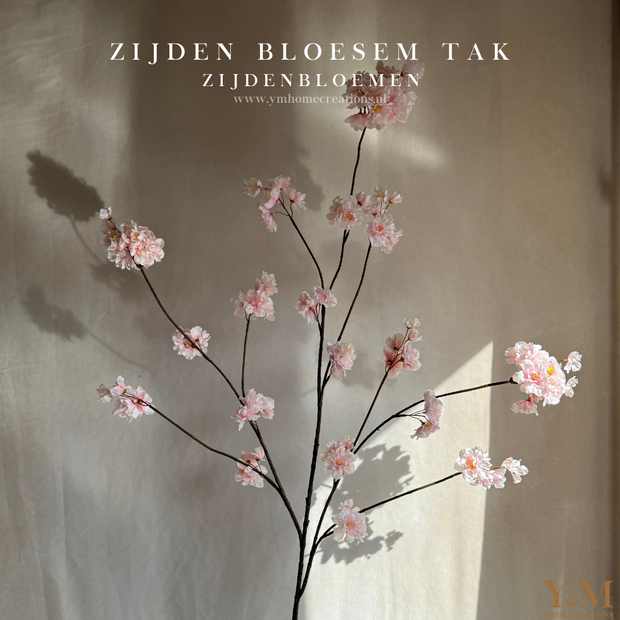Zijden Tak - Japanse Bloesem Prunus Roze | Pink  126cm - Shop bij Y&M Home Creations Laat je interieur shinen met deze prachtige, stijlvolle Japanse zijden kersen bloesemtakken! 