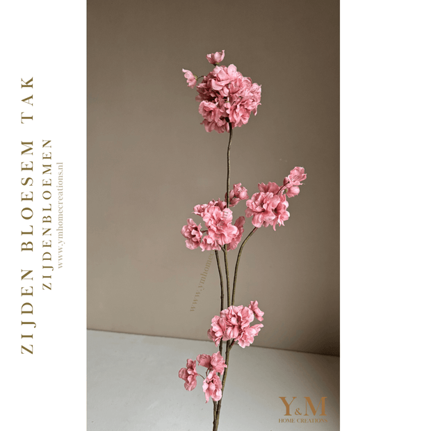 Zijden Tak - Japanse Bloesem Prunus Oud Roze | Old Pink  84cm - Shop bij Y&M Home Creations Laat je interieur shinen met deze prachtige, stijlvolle Japanse zijden kersen bloesemtakken! 