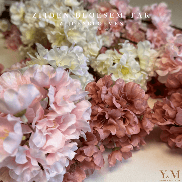 Zijden Tak - Japanse Bloesem Prunus Oud Roze | Old Pink  84cm - Shop bij Y&M Home Creations Laat je interieur shinen met deze prachtige, stijlvolle Japanse zijden kersen bloesemtakken! 