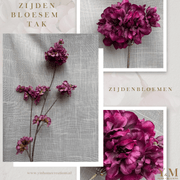 Zijden Tak - Japanse Bloesem Prunus Aubergine | Paars 84cm - Shop bij Y&M Home Creations Laat je interieur shinen met deze prachtige, stijlvolle Japanse zijden kersen bloesemtakken! 