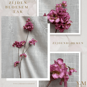 Zijden Tak - Japanse Bloesem Prunus Dark Mauve 84cm - Shop bij Y&M Home Creations Laat je interieur shinen met deze prachtige, stijlvolle Japanse zijden kersen bloesemtakken! 