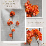 Zijden Tak - Japanse Bloesem Prunus Oranje | Orange 84cm - Shop bij Y&M Home Creations Laat je interieur shinen met deze prachtige, stijlvolle Japanse zijden kersen bloesemtakken! 