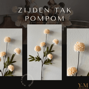Zijden Tak PomPom Beige | Cream | Creme XS 52cm - Shop bij Y&M Home Creations Laat je interieur shinen met deze prachtige, stijlvolle zijden decoratie takken! 