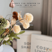 Zijden Tak PomPom Beige | Cream | Creme XS 52cm - Shop bij Y&M Home Creations Laat je interieur shinen met deze prachtige, stijlvolle zijden decoratie takken! 