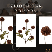 Zijden Tak PomPom Dark Brown | Coffee Brown | Donker Bruin XS 52cm - Shop bij Y&M Home Creations Laat je interieur shinen met deze prachtige, stijlvolle zijden decoratie takken! 