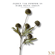 Zijden Tak PomPom Dark Olive | Dark Green | Groen XS 52cm - Shop bij Y&M Home Creations Laat je interieur shinen met deze prachtige, stijlvolle zijden decoratie takken! 