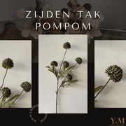 Zijden Tak PomPom Dark Olive | Dark Green | Groen XS 52cm - Shop bij Y&M Home Creations Laat je interieur shinen met deze prachtige, stijlvolle zijden decoratie takken! 