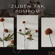 Zijden Tak PomPom Light Brown | Cognac Brown | Licht Bruin XS 52cm - Shop bij Y&M Home Creations Laat je interieur shinen met deze prachtige, stijlvolle zijden decoratie takken! 