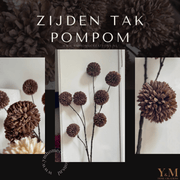 Zijden Tak PomPom Coffee Brown | Dark Bruin L 98cm - Shop bij Y&M Home Creations Laat je interieur shinen met deze prachtige, stijlvolle zijden decoratie takken! 