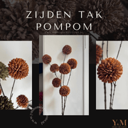 Zijden Tak PomPom Dark Cognac Brown | Bruin L 98cm - Shop bij Y&M Home Creations Laat je interieur shinen met deze prachtige, stijlvolle zijden decoratie takken! 