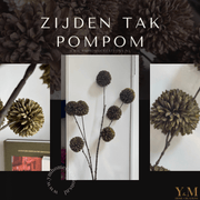 Zijden Tak PomPom Dark Olive Green | Donker Groen L 98cm - Shop bij Y&M Home Creations Laat je interieur shinen met deze prachtige, stijlvolle zijden decoratie takken! 