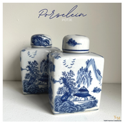 Blauw Wit Porselein Potje Jar, Lijkt op Delfs Blauw, Design pot, Voorraadpot, Keramiek. Luxe met Blauw Wit kan heel goed nu! Luxe wonen