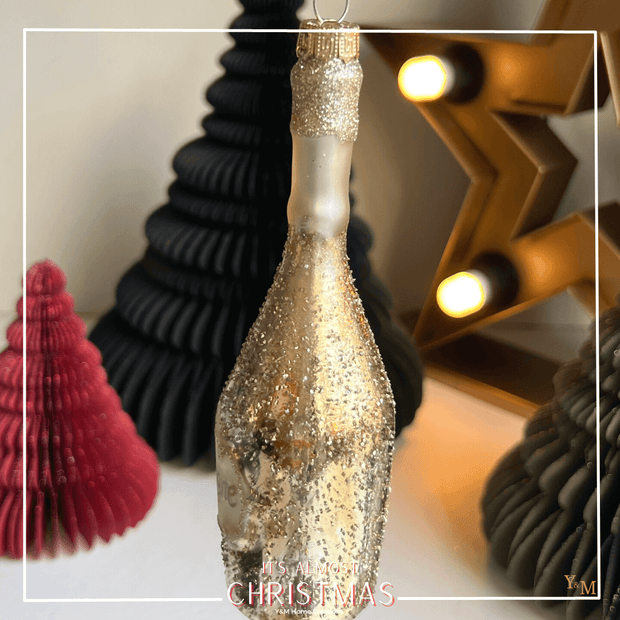 Y&M Home Creations Kerstbal / Ornament Champagne Fles- Hang deze geweldige kerstbal in jouw kerstboom! Doe eens gek dit jaar met kerst - Christmas - Kerst 2022