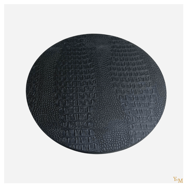 Luxe, Exclusief Croco Leer Tray zwart 40cm rond. Stijl jouw luxe, trendy woonaccessoires af op een uniek dienblad | tray