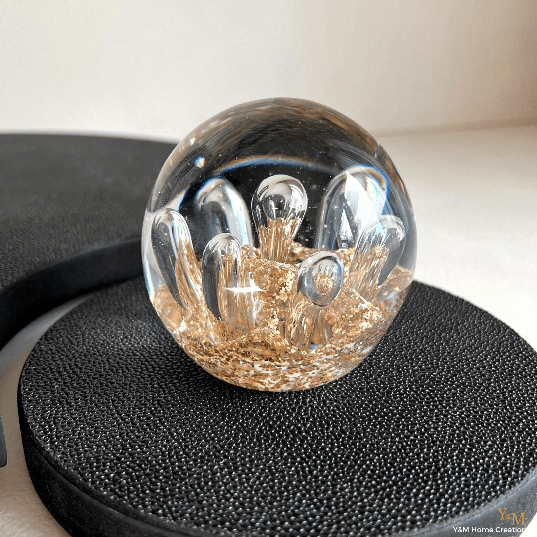 ZEERSHEE 60 mm 3D kristallen bol met maan laserglazen houder en feeënbal ornament presse-papier beeldje woondecoratie ambachten met metalen standaard geschenken voor vrouwen