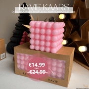 Design Bubble Blok Kaars Roze | Pink - Ravie Kaarsen - Shop ze bij Y&M Home Creations nú met Super Korting! - Cube Kaars – Balletjes kaars