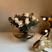 Rookglas Taupe Vaas Luna - Biedermeier Vaas - Luxe, Exclusieve Smokey VaasShop bij Y&M Home Creations