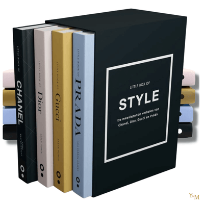 Een box van 4  prachtige geïllustreerde boeken. 'Little Book of Chanel' ,'Little Book of Dior', 'Little Book of Gucci' & 'Little Book of Prada' Shop bij Y&M Home Creations