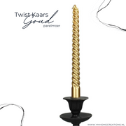 Deze Twist kaars met een parelmoer Goud wax is het zeker een mooi accessoire. Weer heel wat anders dan de standaard dinerkaars, Swirl Kaars