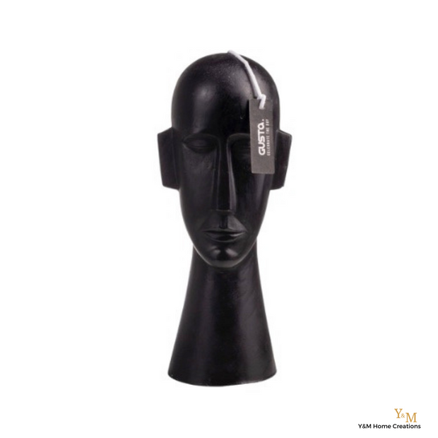 Y&M Home Creations Figuurkaars hoofd - kop Zwart - Ook leuk als ornament in jouw huis. Staat stoer, luxe en grappig. Shop jouw kaars bij Y&M - Grappige Figuurkaars  - Ornamentkaars - 